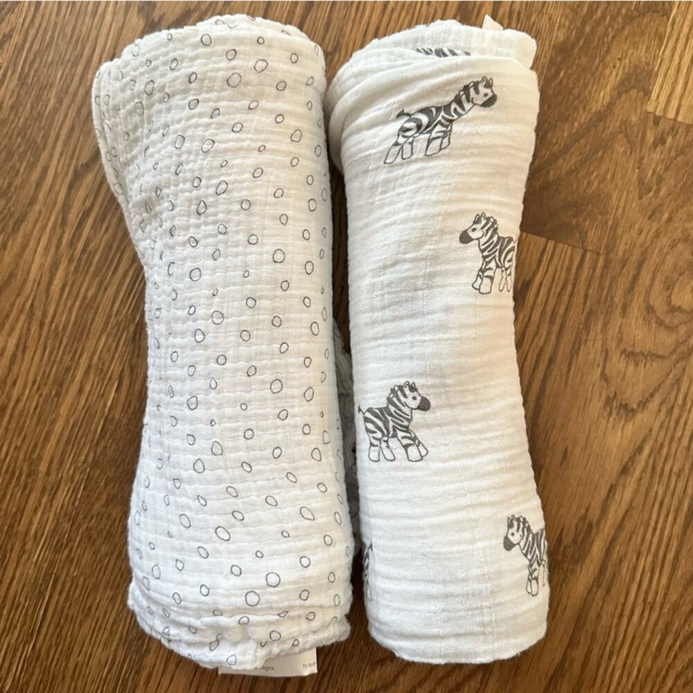 Cotton baby swaddle receiving blanket bundle (set of 2)